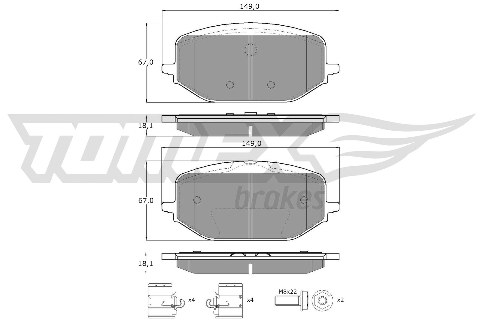 Sada brzdových platničiek kotúčovej brzdy TOMEX Brakes